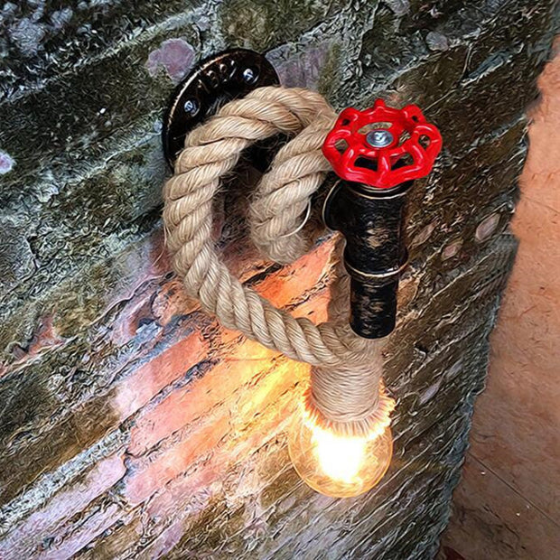 American Retro Restaurant Cafe Staircase Living Room Hemp Rope Iron Chandelier