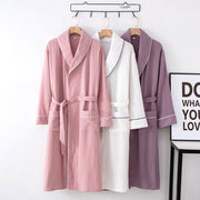 Nightgown Cardigan Lapel Over-the-knee Home Nightdress Four Seasons Thin Men And Women Couple Hotel Hot Spring Robe