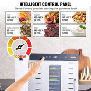 VEVOR Food Dehydrator Machine, 10 Stainless Steel Trays, 1000W Electric Food Dryer With Digital Adjustable Time