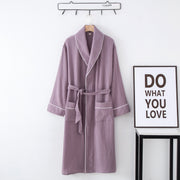 Nightgown Cardigan Lapel Over-the-knee Home Nightdress Four Seasons Thin Men And Women Couple Hotel Hot Spring Robe