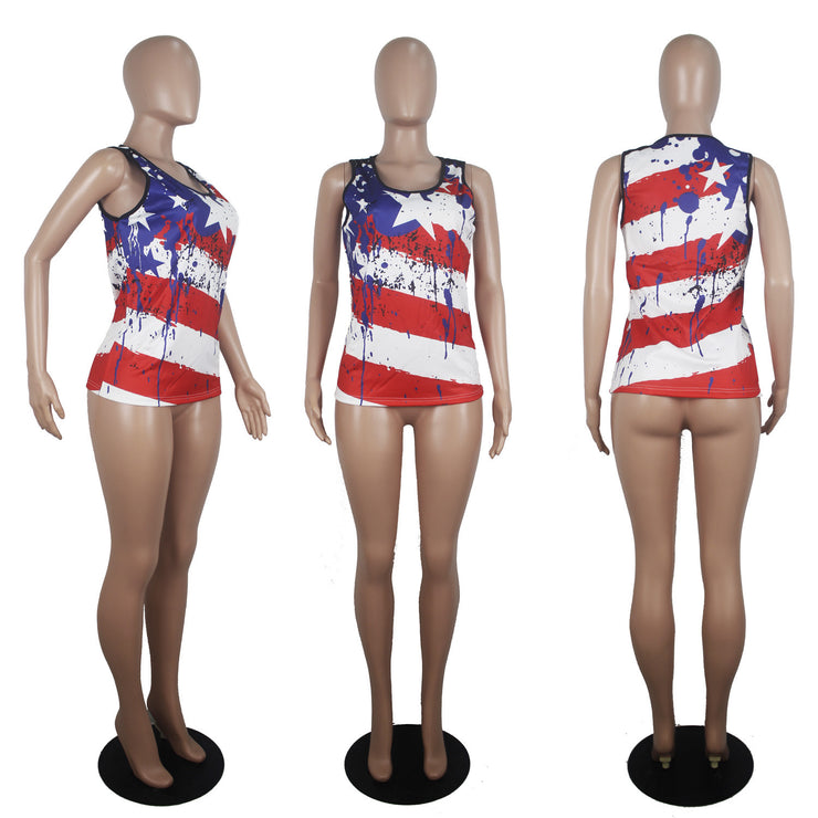 National flag print vest