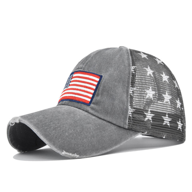 American Flag Embroidered Mesh Cap Embroidered Baseball Hat