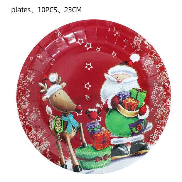 Christmas Theme Tableware Supplies Christmas Paper Plates Cups Holiday