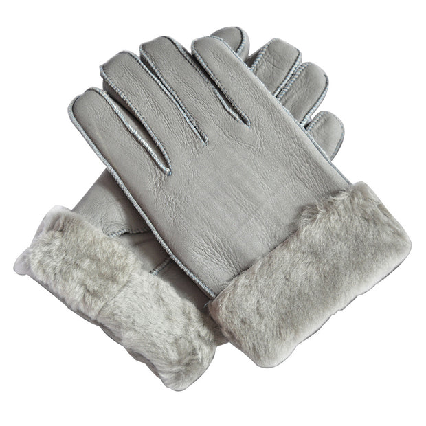 Men's Winter Sheepskin Wool Gloves For Warmth And Wind Protection