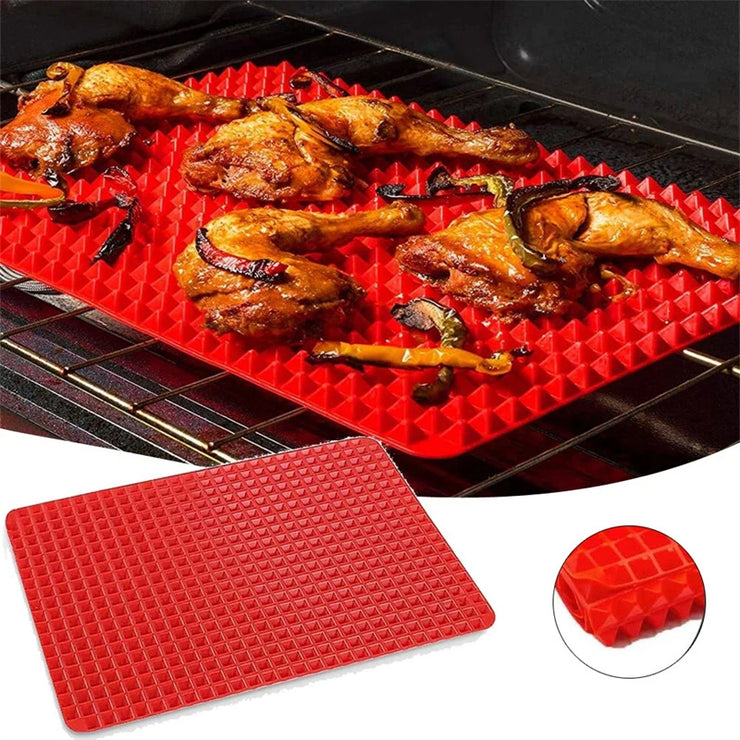 Non Stick Silicone Pyramid Cooking Mat Baking Mat With Grid Versatile Oven BBQ Cooking Mat Heat Resistant Mat Kitchen Tools Kitchen Gadgets