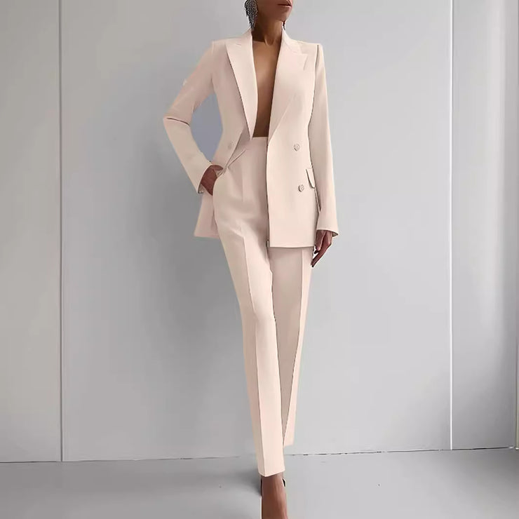 Long Sleeve Single breasted Jacket And Slim Fit Trousers for Women Business Suits