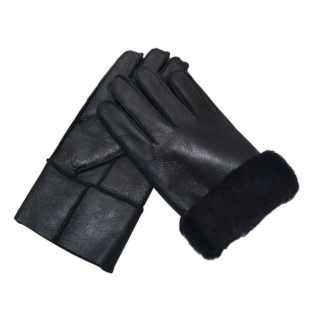 Men's Winter Sheepskin Wool Gloves For Warmth And Wind Protection