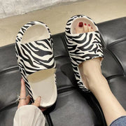 Slippery Slippers Female Summer Wear Pregnant Women Home Indoor Zebra Cow Pattern Beach Thick Bottom Sandals Pvc