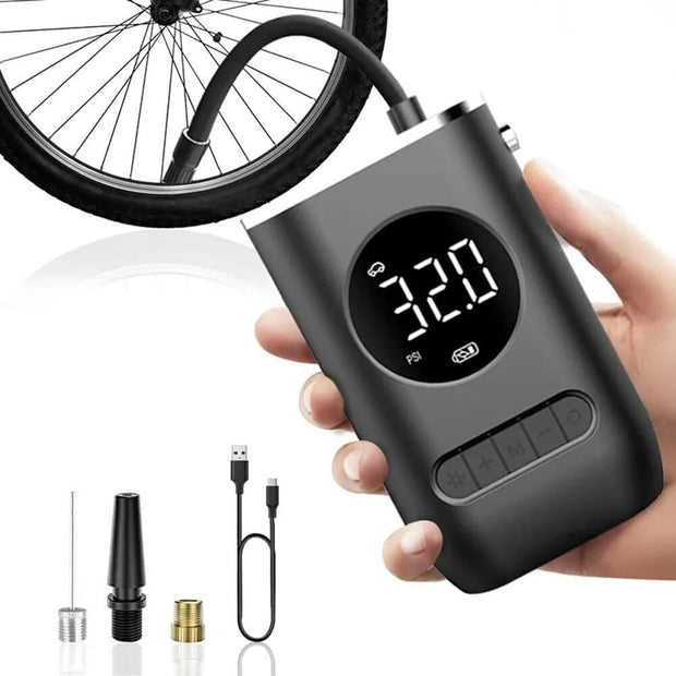 Tire Inflator Portable Air Compressor,Portable Electric Inflator 150PSI Cordless Electric Ball Inflator Rechargeable Bicycle Air  Inflator With Digital LED Display