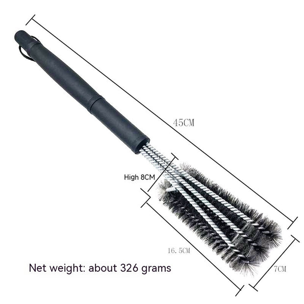 Three-head Stainless Steel Barbecue Cleaning Brush Barbecue Brush Wire Brush BBQ Tools