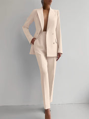 Long Sleeve Single breasted Jacket And Slim Fit Trousers for Women Business Suits