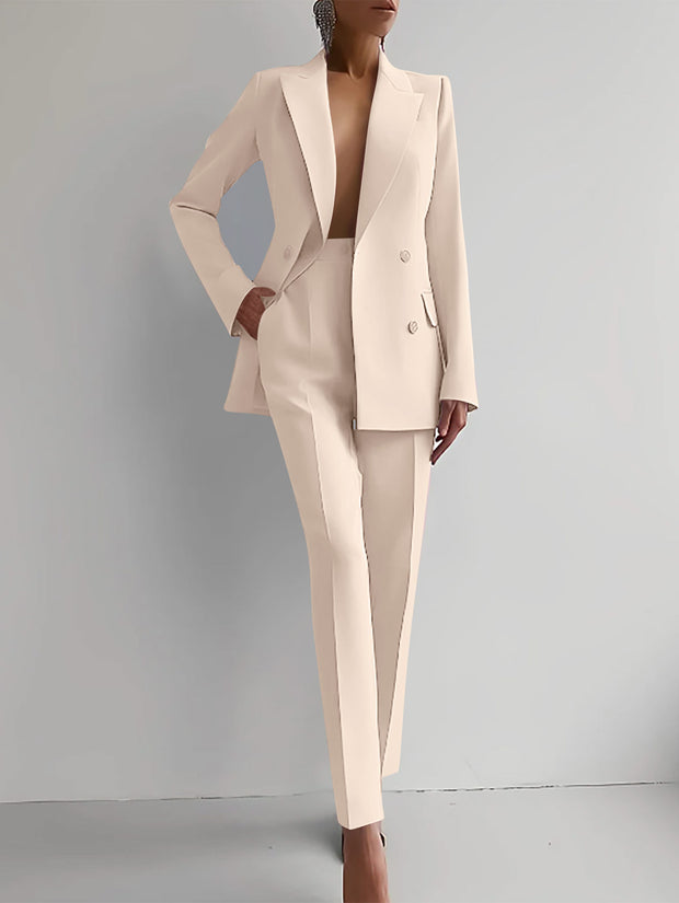 Long Sleeve Single breasted Jacket And Slim Fit Trousers for Women Business Suits