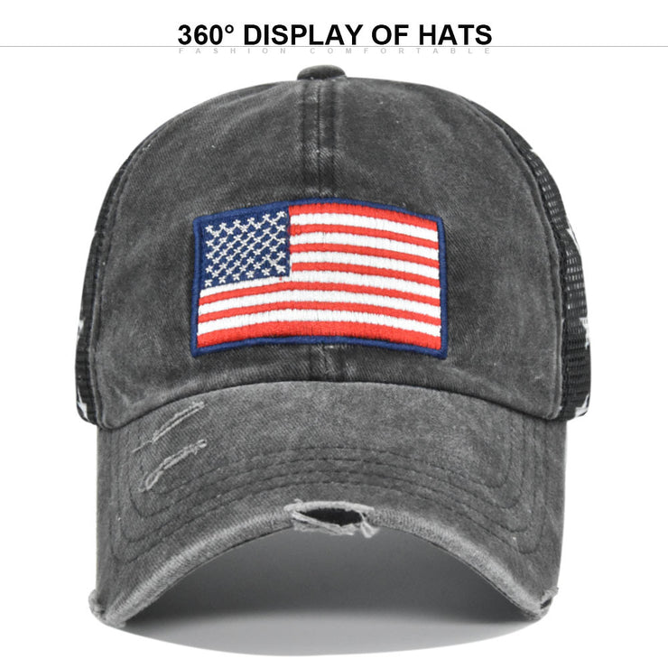 American Flag Embroidered Mesh Cap Embroidered Baseball Hat