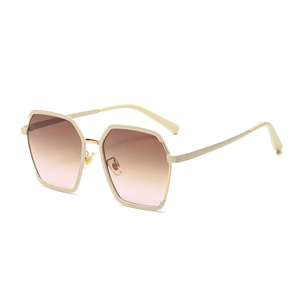 Ins Vintage Half-Frame Sunglasses Summer Oversize Metal Square Eyewear Uv400 Outdoor Sunscreen Women UV Protection Sunglasses
