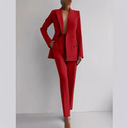 Long Sleeve Single breasted Jacket And Slim Fit Trousers for Women Business Suits