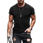 Men's Casual Short Sleeve T-shirt Summer Fashion Solid Color Tops