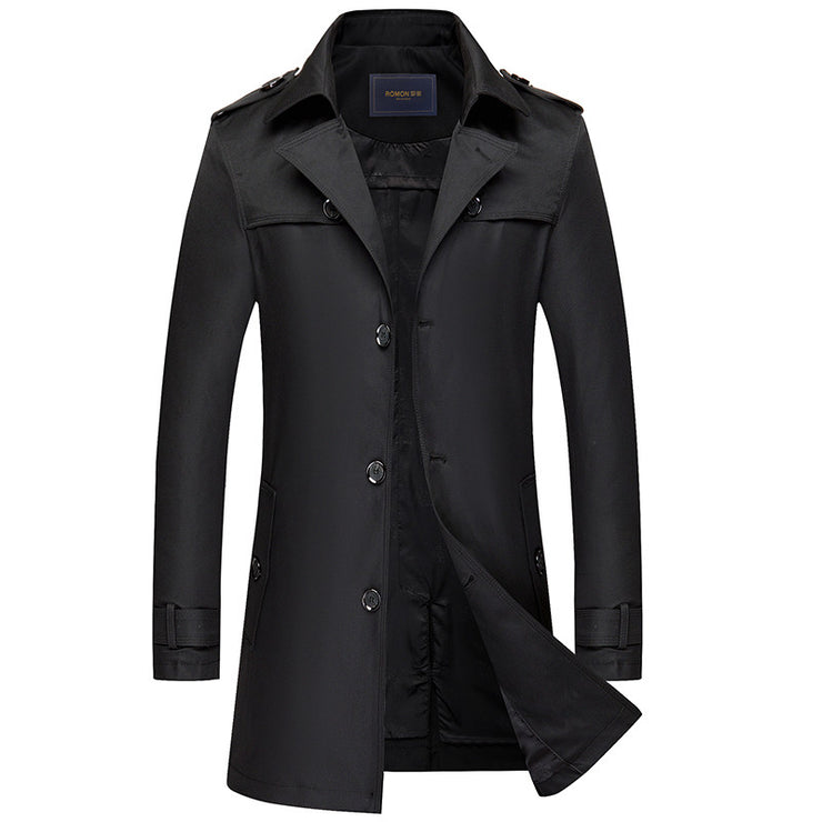 Mid-length Lapel Casual Jacket Slim Coat