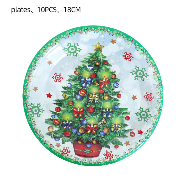 Christmas Theme Tableware Supplies Christmas Paper Plates Cups Holiday