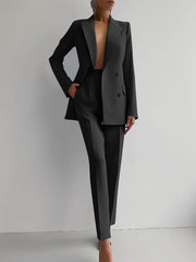 Long Sleeve Single breasted Jacket And Slim Fit Trousers for Women Business Suits
