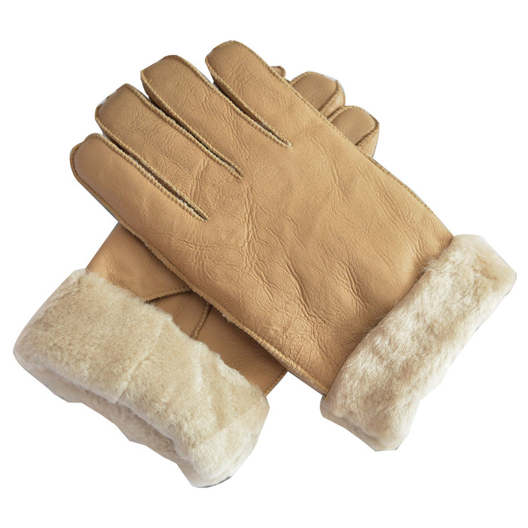 Men's Winter Sheepskin Wool Gloves For Warmth And Wind Protection