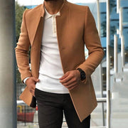 Men's Slim Coat Fashion Single-breasted Solid Color Business Jackets Fall And Winter Tops Outwear Clothing
