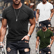 Men's Casual Short Sleeve T-shirt Summer Fashion Solid Color Tops