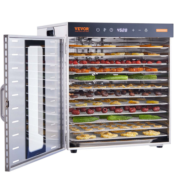 VEVOR Food Dehydrator Machine, 10 Stainless Steel Trays, 1000W Electric Food Dryer With Digital Adjustable Time
