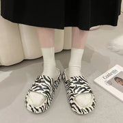 Slippery Slippers Female Summer Wear Pregnant Women Home Indoor Zebra Cow Pattern Beach Thick Bottom Sandals Pvc