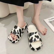 Slippery Slippers Female Summer Wear Pregnant Women Home Indoor Zebra Cow Pattern Beach Thick Bottom Sandals Pvc