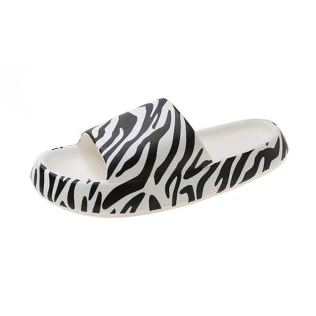 Slippery Slippers Female Summer Wear Pregnant Women Home Indoor Zebra Cow Pattern Beach Thick Bottom Sandals Pvc